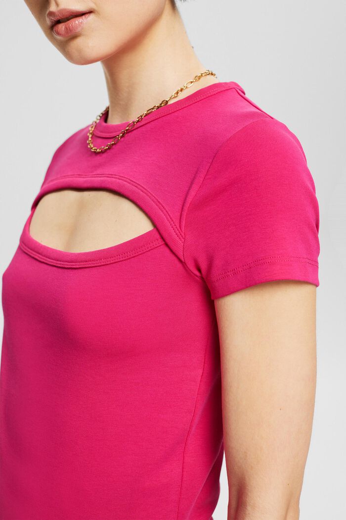 T-shirt met cut-out, PINK FUCHSIA, detail image number 4