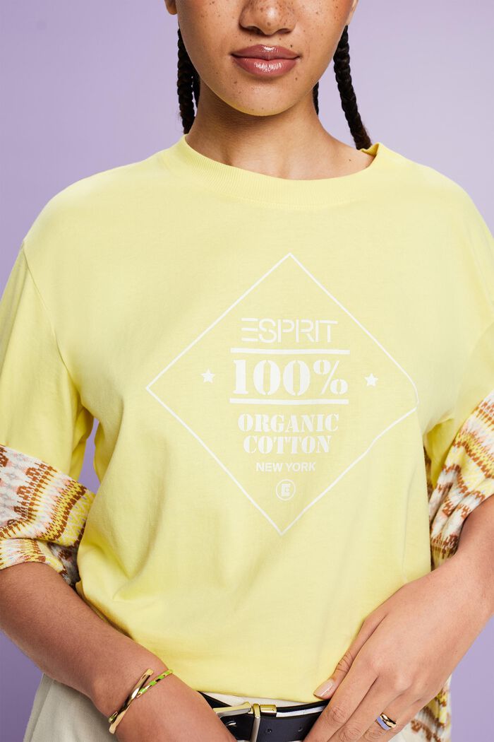 T-shirt van organic cotton met print, PASTEL YELLOW, detail image number 1