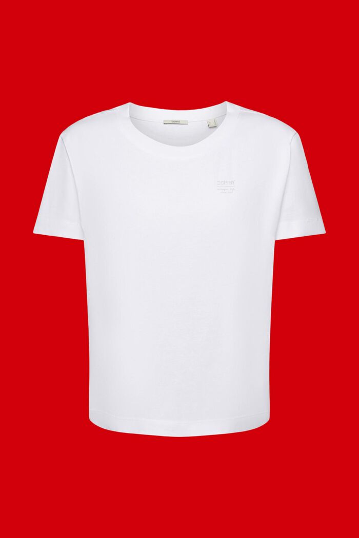 Katoenen T-shirt met logoprint, WHITE, detail image number 6