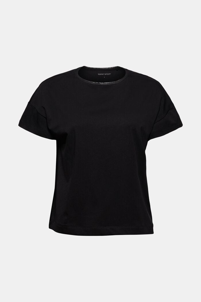 Boxy T-shirt met mesh, biologisch katoen, BLACK, detail image number 7