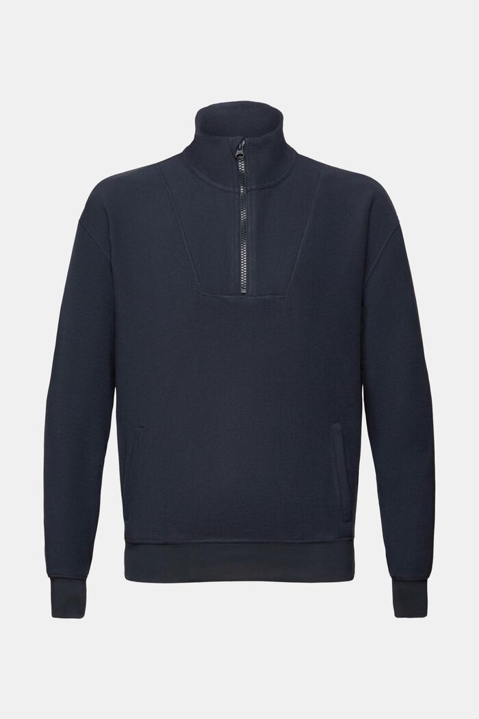 Sweatshirt van fleece met halve rits, PETROL BLUE, detail image number 6