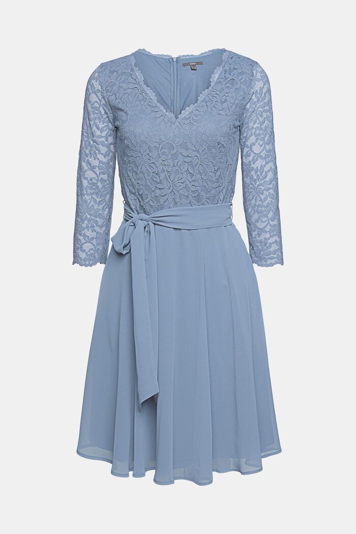 Gerecycled: jurk met kanten lijfje, GREY BLUE, detail image number 6