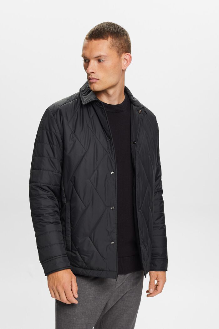 Gerecycled: gewatteerde lichte jas, BLACK, detail image number 0