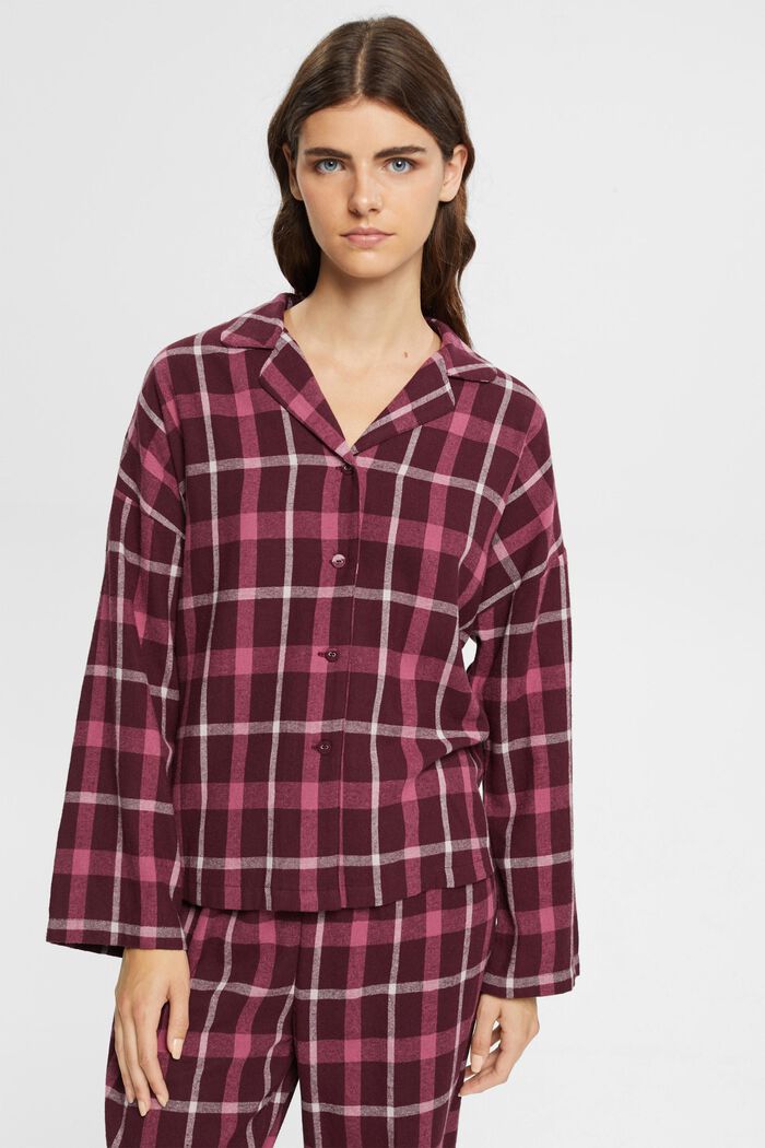 Geruite flanellen pyjama, BORDEAUX RED, detail image number 0