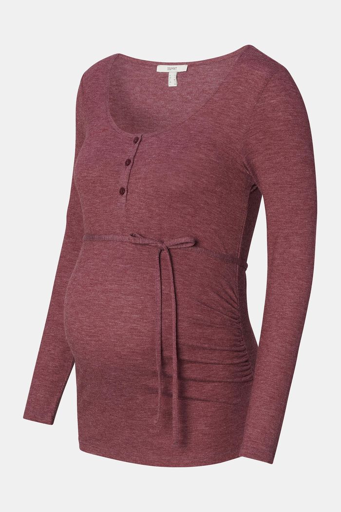 Jersey henley longsleeve, PLUM RED, detail image number 4