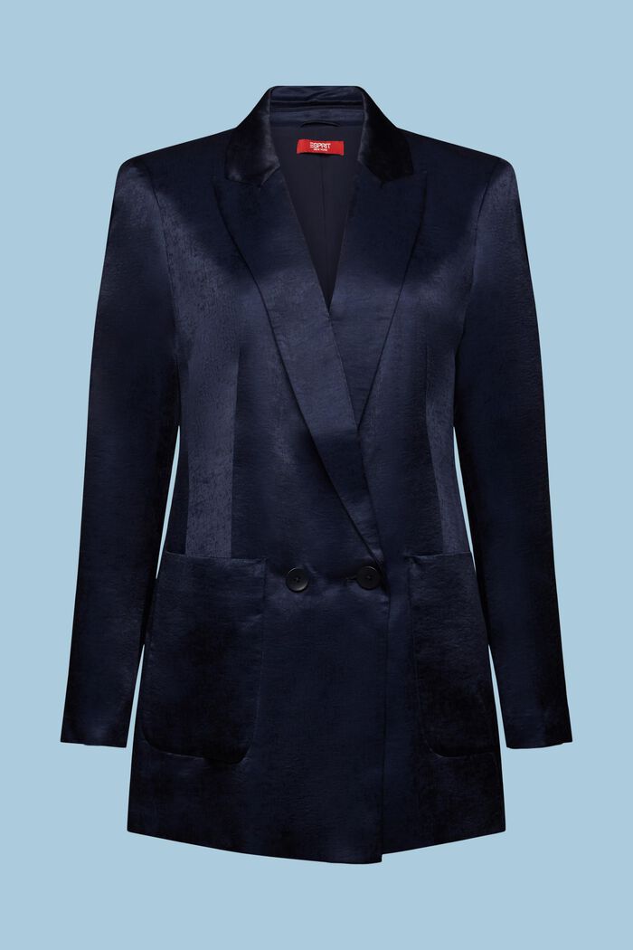 Satijnen double-breasted blazer, NAVY, detail image number 7