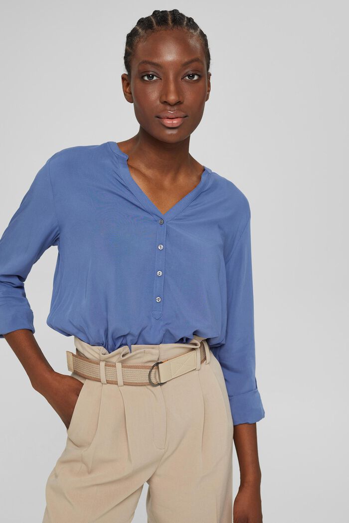 Henley blouse van LENZING™ ECOVERO™, BLUE LAVENDER, detail image number 0