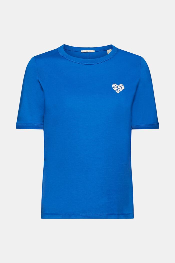 Katoenen T-shirt met hartvorming logo, BLUE, detail image number 7