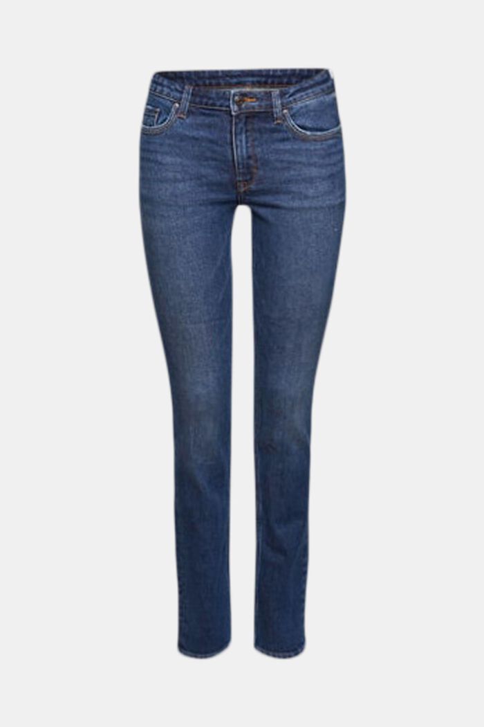 Jeans met rechte pijpen, BLUE DARK WASHED, overview