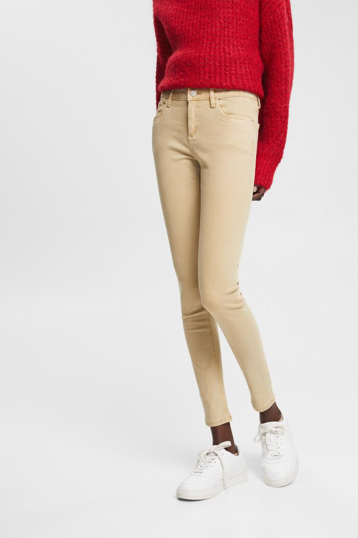 Mid rise skinny jeans, CREAM BEIGE, detail image number 0