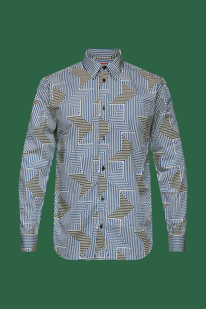 Regular fit-overhemd met geometrische print, BRIGHT BLUE, detail image number 5