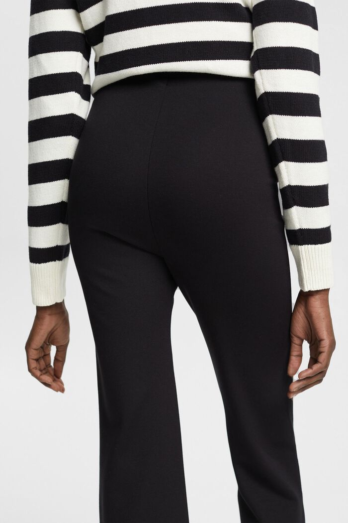 Jersey broek met hoge taille en cropped pijpen, BLACK, detail image number 2