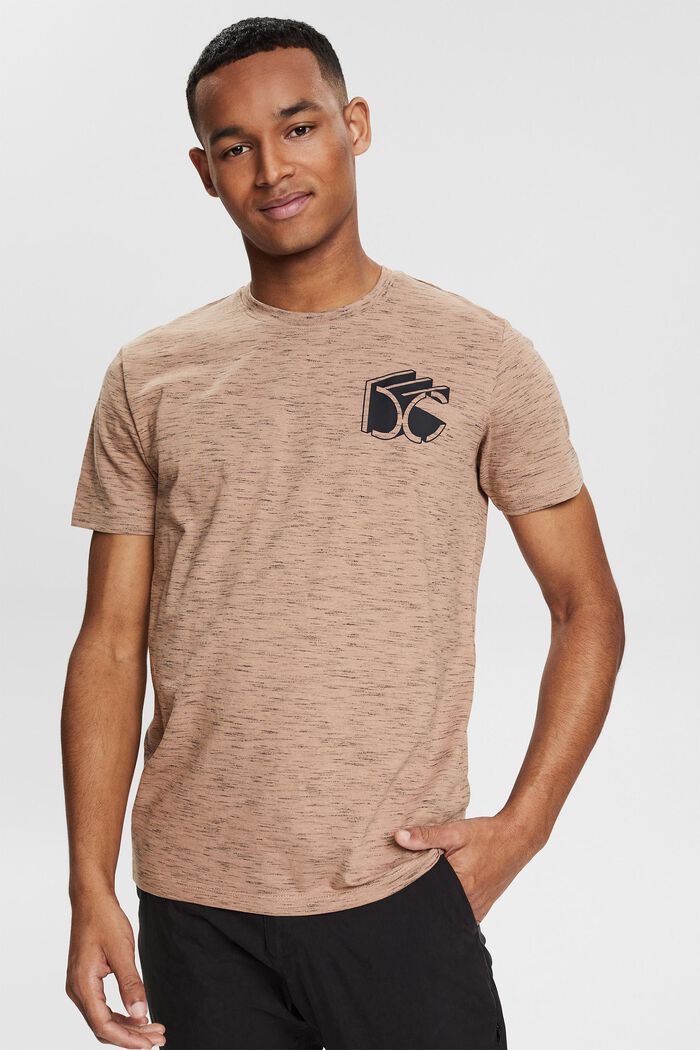 Gemêleerd jersey T-shirt met 3D-logoprint, SAND, detail image number 0