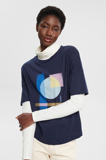 Katoenen T-shirt met geometrische print