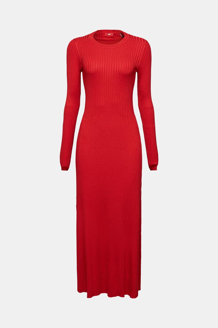Maxi-jurk van ribbreisel, DARK RED, detail image number 8
