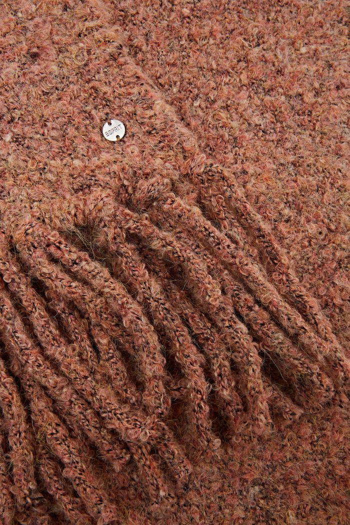 Bouclé sjaal met franjes en confetti-effect, PEACH, detail image number 1