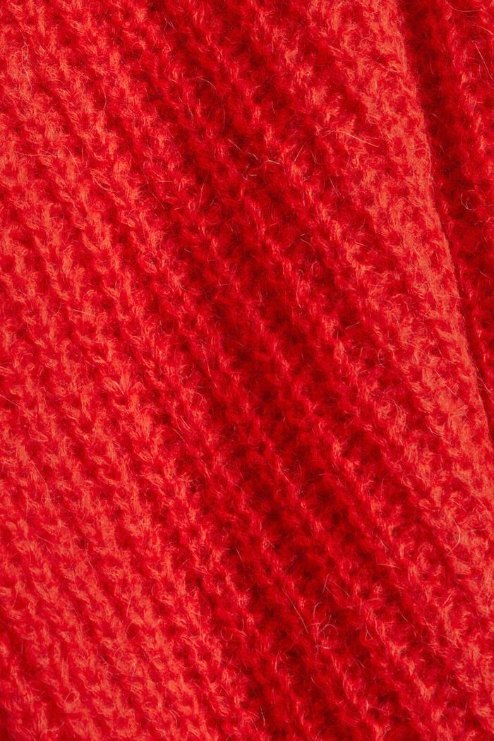 Met alpaca: gebreide trui met gestructureerd patroon, ORANGE RED, detail image number 4
