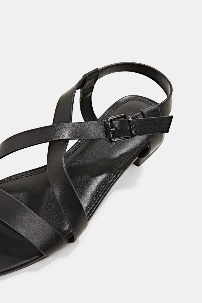 Sandalen met bandjes van imitatieleer, BLACK, detail image number 4
