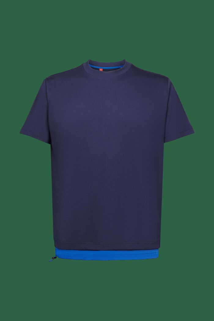 T-shirt van katoen-jersey met tunnelkoord, DARK BLUE, detail image number 5