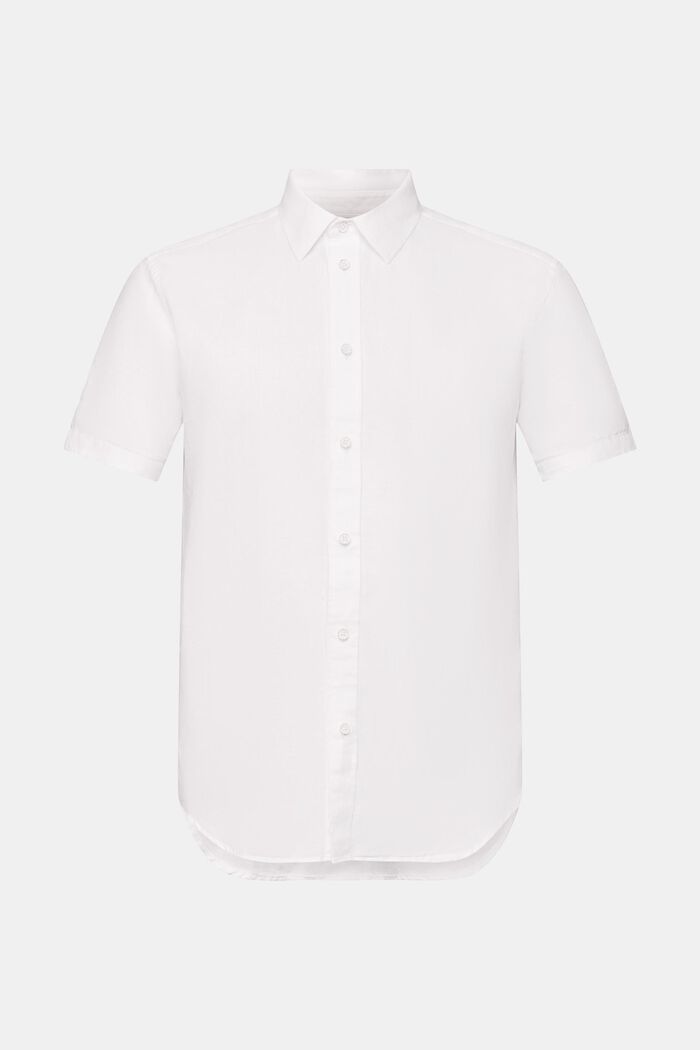 Overhemd met korte mouwen van katoen en linnen, WHITE, detail image number 6