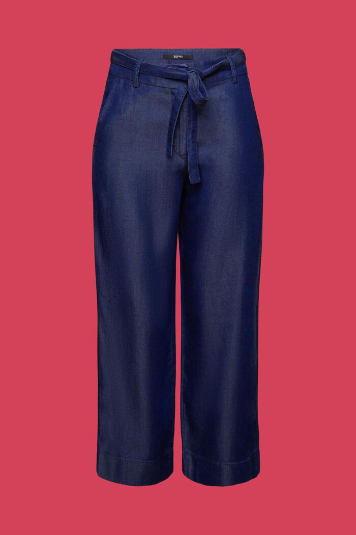 Kortere broek met wijde pijpen, TENCEL™, BLUE DARK WASHED, detail image number 7