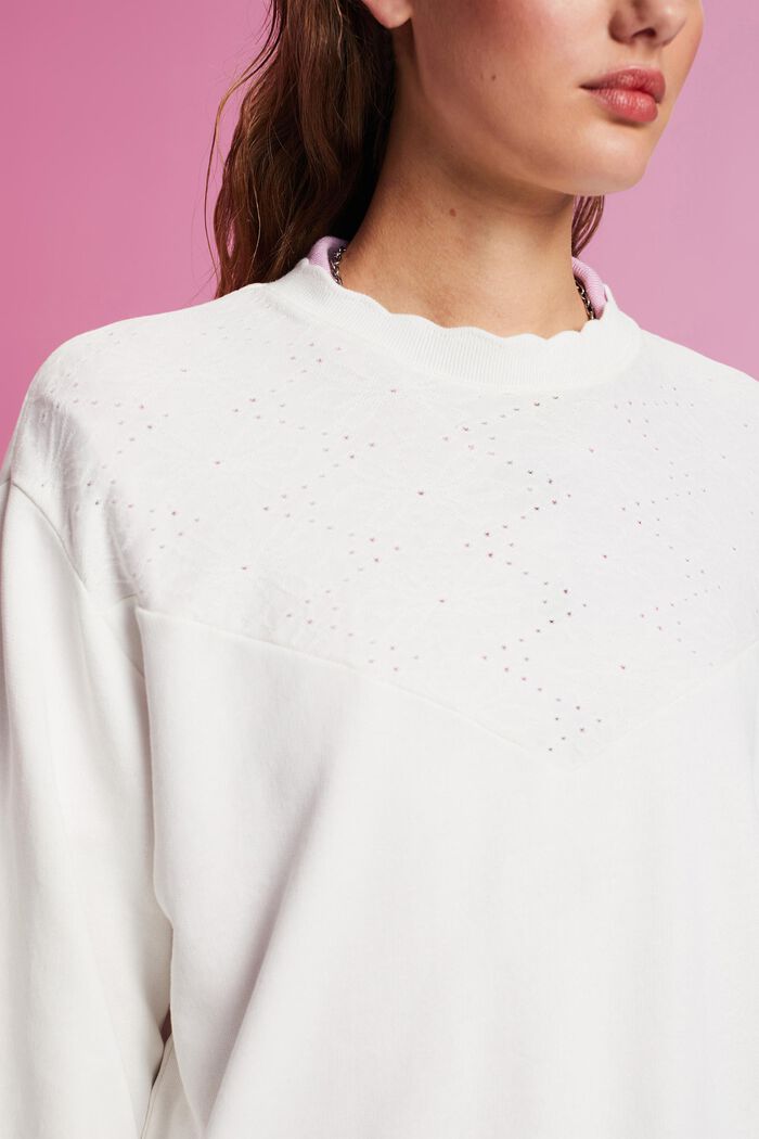 Sweatshirt met borduursels, OFF WHITE, detail image number 2