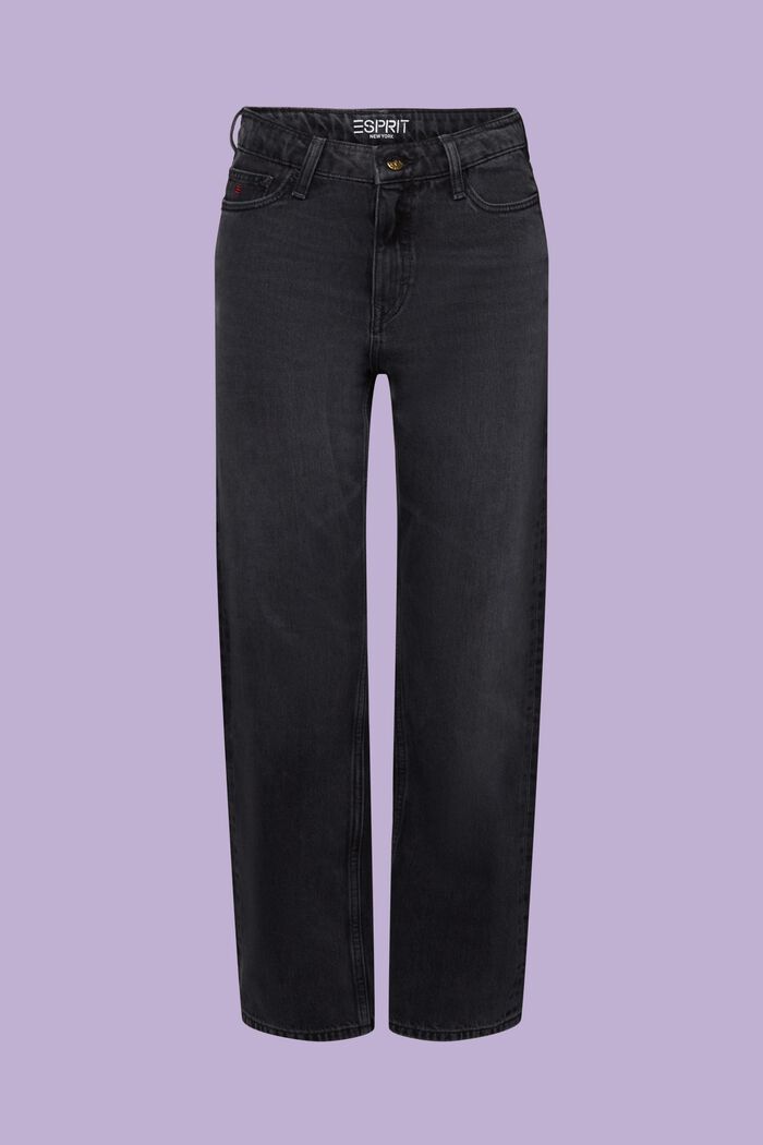 Straight jeans met retrolook en hoge taille, GREY LIGHT WASHED, detail image number 6