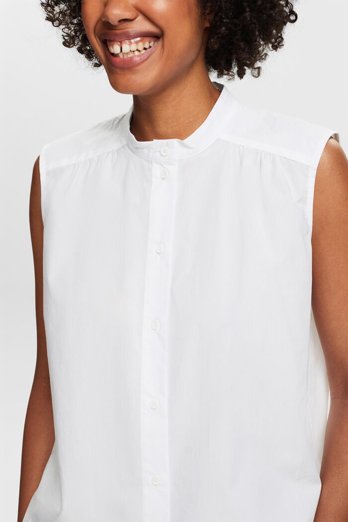 Mouwloze popeline blouse, WHITE, detail image number 3