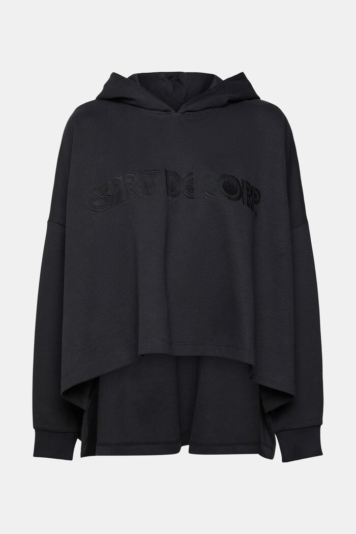 Oversized hoodie met logoborduursel, BLACK, overview