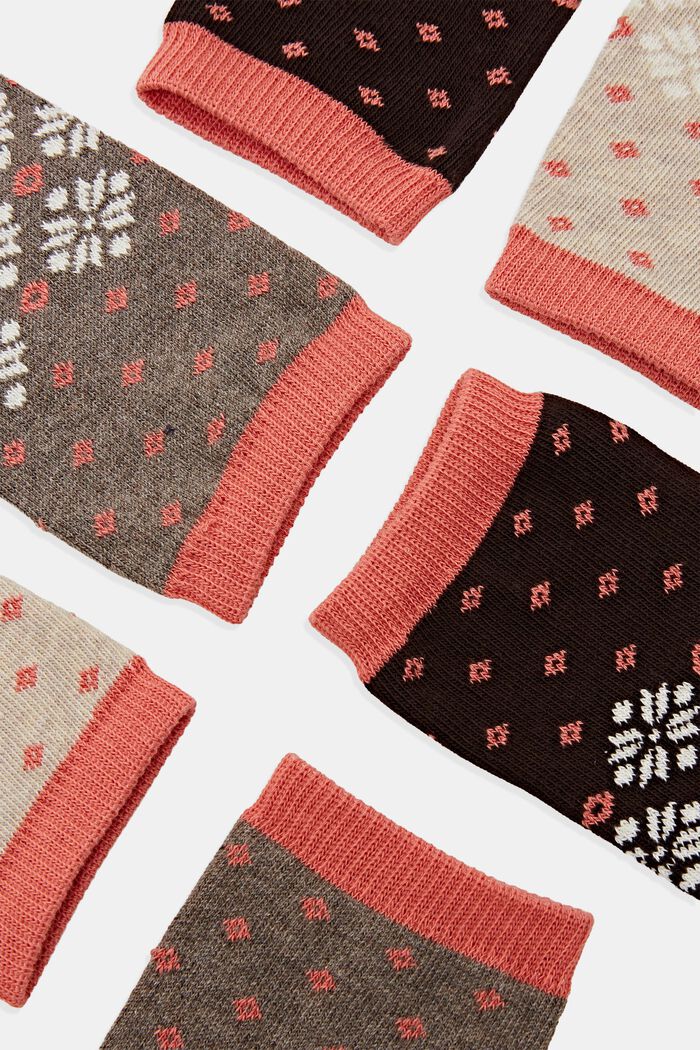 Sokken met Noors patroon – set van drie, BROWN, detail image number 1