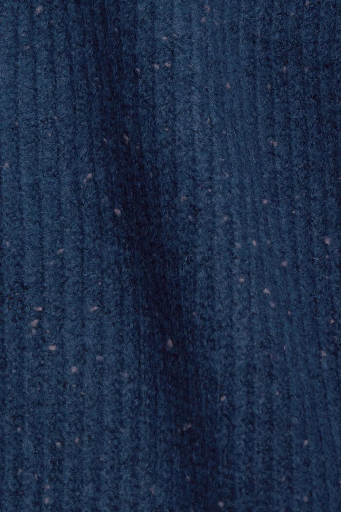 Trui met kabelpatroon, wolmix, PETROL BLUE, detail image number 4