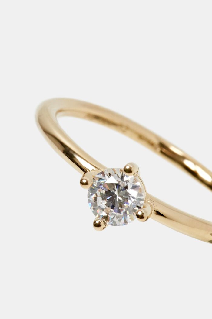Ring van sterlingzilver met vierkante zirkonia, GOLD, detail image number 1