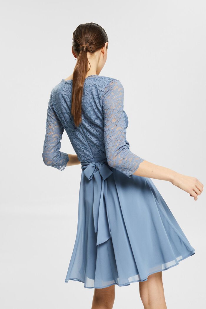 Gerecycled: jurk met kanten lijfje, GREY BLUE, detail image number 2