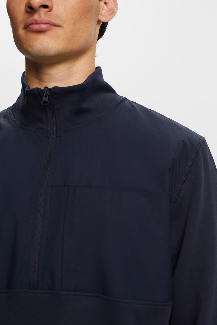 Sweatshirt met een halve rits, van een materiaalmix, NAVY, detail image number 2