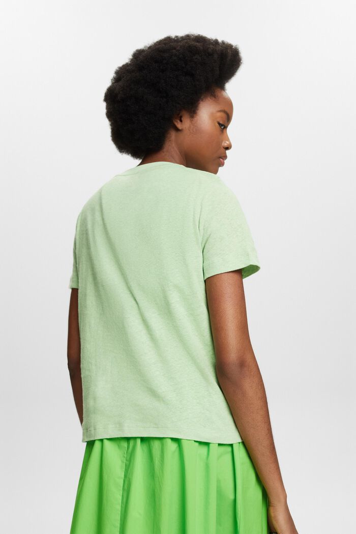 T-shirt van katoen en linnen, LIGHT GREEN, detail image number 2