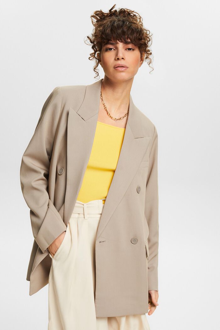 Double-breasted blazer, LIGHT TAUPE, detail image number 0