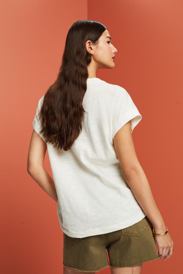 T-shirt met gehaakte voorkant, OFF WHITE, detail image number 3