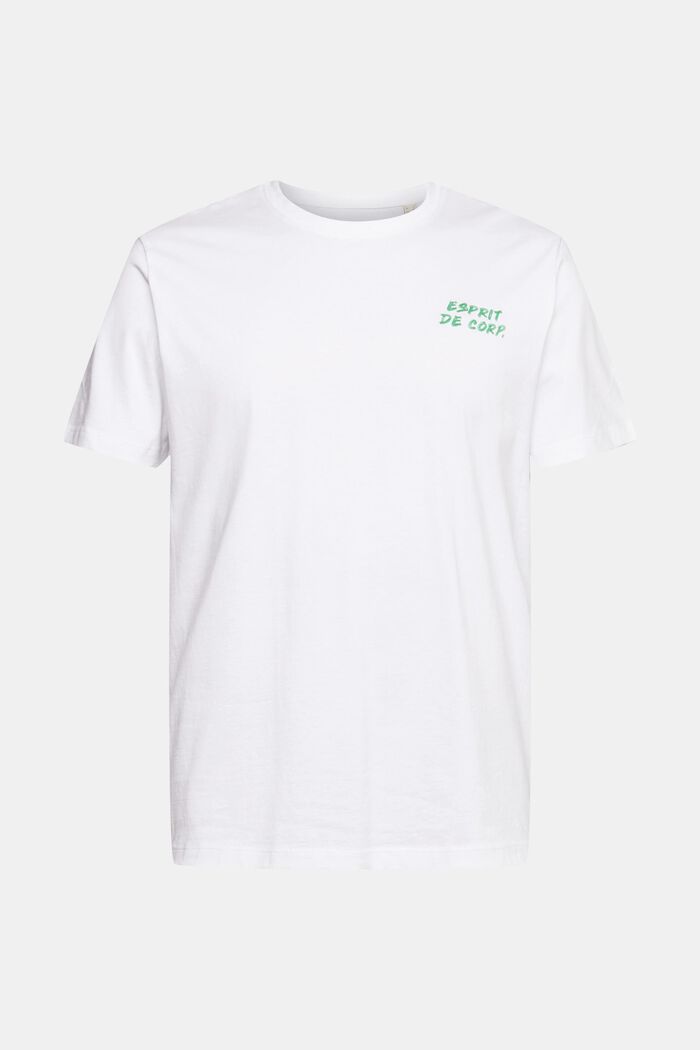 Jersey T-shirt met logoborduursel, WHITE, overview