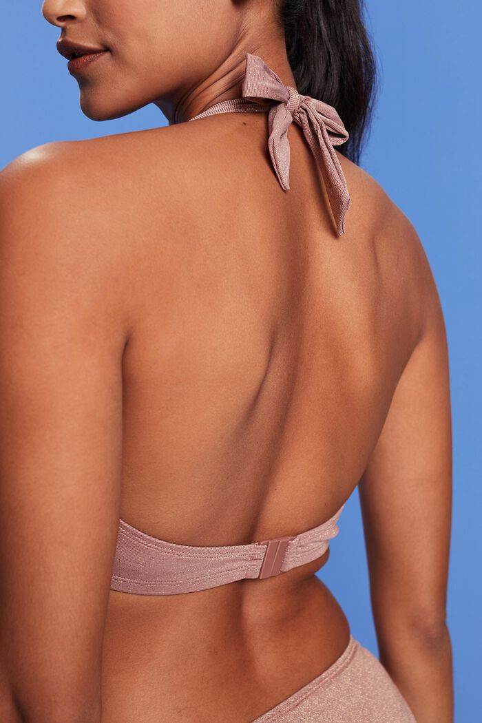 Gerecycled: glinsterende bikinitop met haltermodel en beugels, CINNAMON, detail image number 3