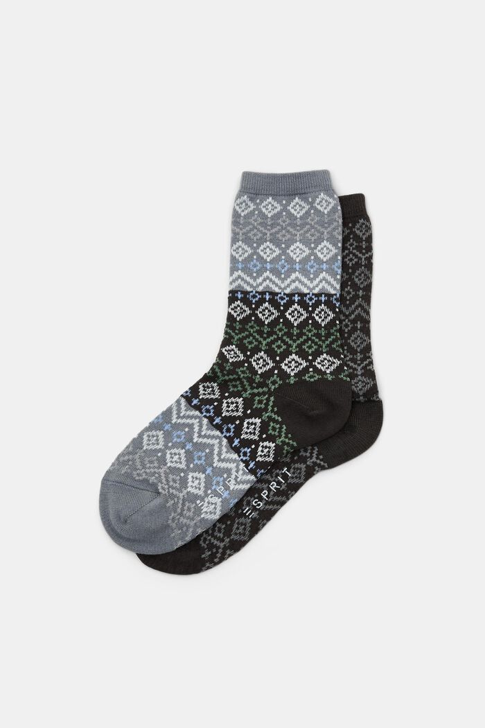 Set van 2 paar Noorse sokken, organic cotton, GREY, detail image number 0