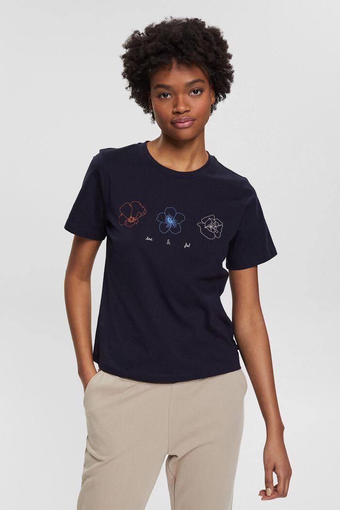 T-shirt met print, 100% biologisch katoen, NAVY, detail image number 0