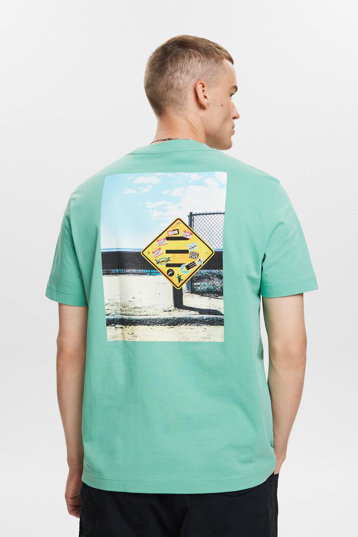 Grafisch T-shirt van katoen-jersey, DUSTY GREEN, detail image number 2