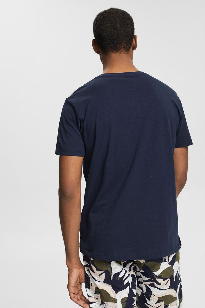 Met linnen: jersey T-shirt met borstzak, NAVY, detail image number 3