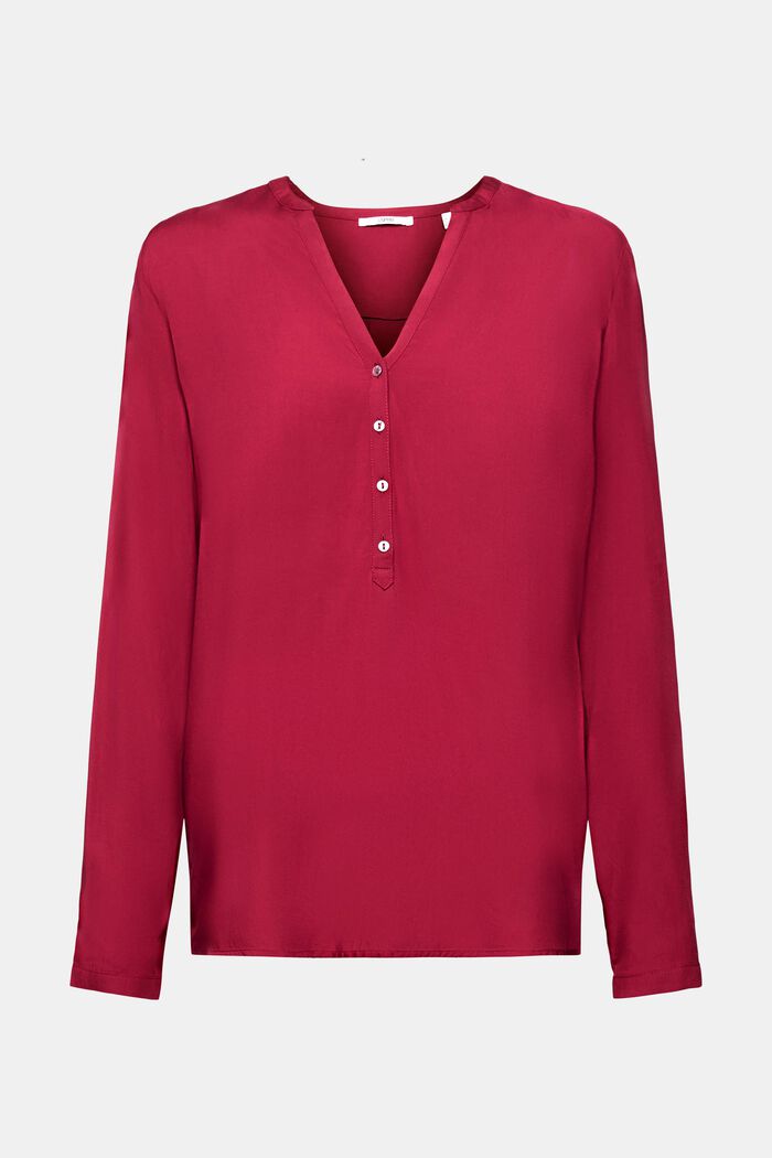 Henley blouse, LENZING™ ECOVERO™, CHERRY RED, overview