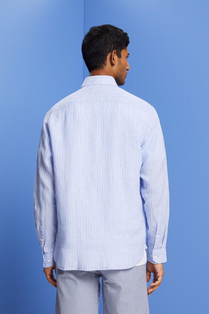 Gestreept shirt, 100% linnen, LIGHT BLUE LAVENDER, detail image number 3