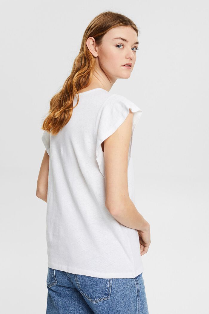 Met linnen: T-shirt met print, WHITE, detail image number 3