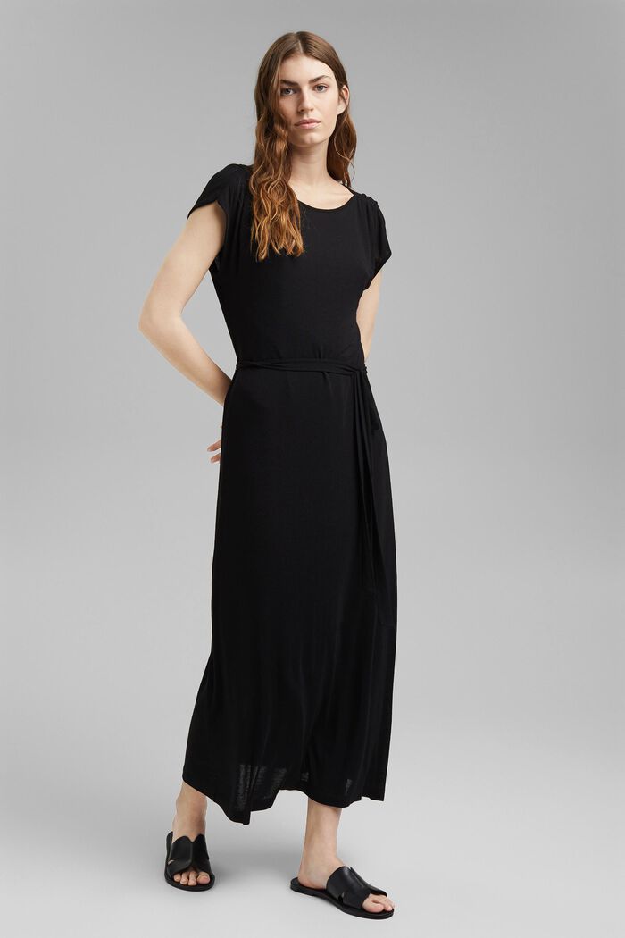 Jersey maxi-jurk van LENZING™ ECOVERO™, BLACK, detail image number 1