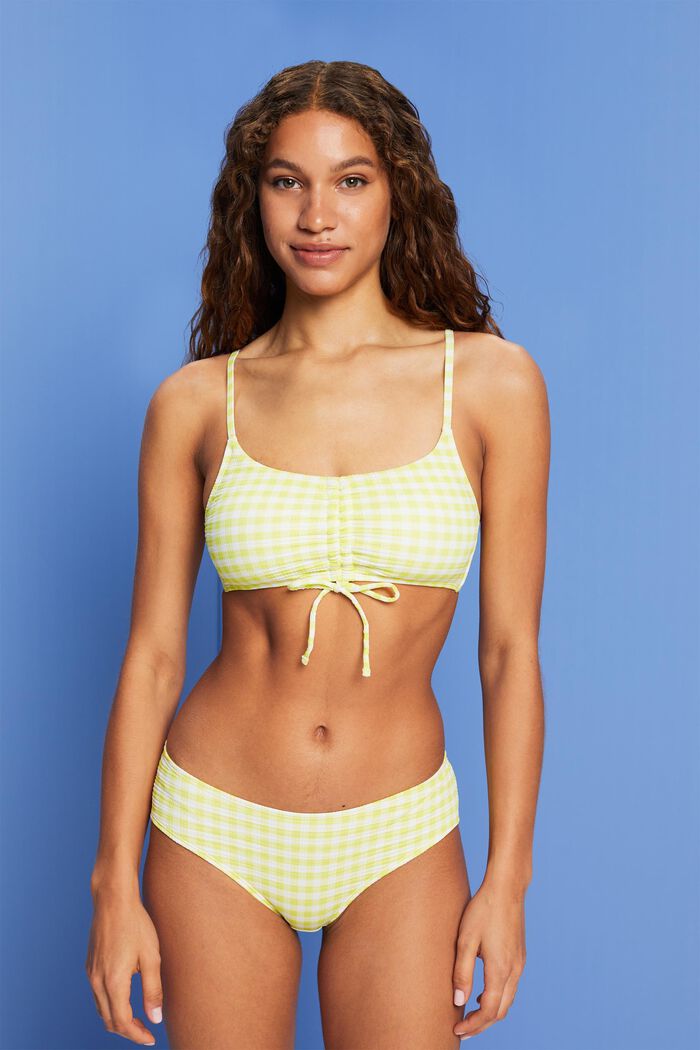 Gerecycled: gestructureerde bandeau-bikinitop, LIME YELLOW, detail image number 0
