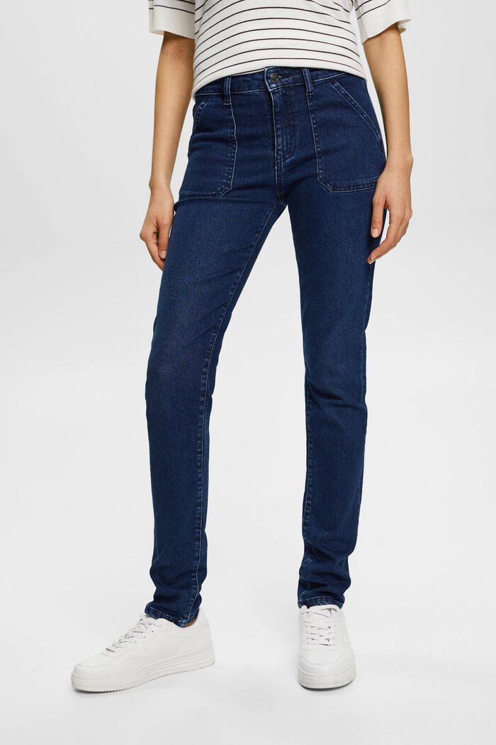 Slim fit-jeans met middelhoge taille, BLUE DARK WASHED, detail image number 0