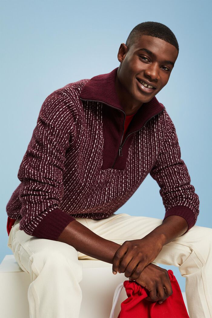Sweater met rolkraag en lange mouwen, BORDEAUX RED, detail image number 4